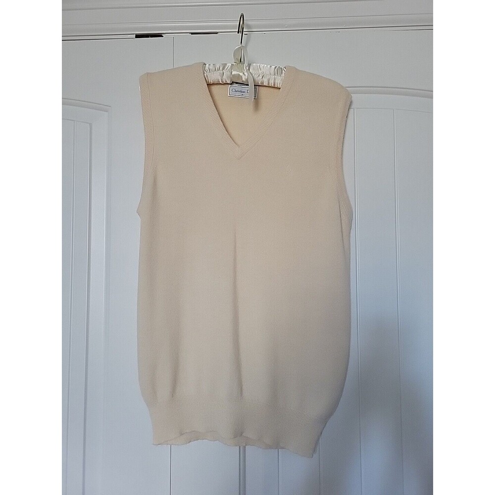 Vintage Christian Dior 100% Orlon Acrylic Sweater Vest Mens MADE IN USA (Size m)